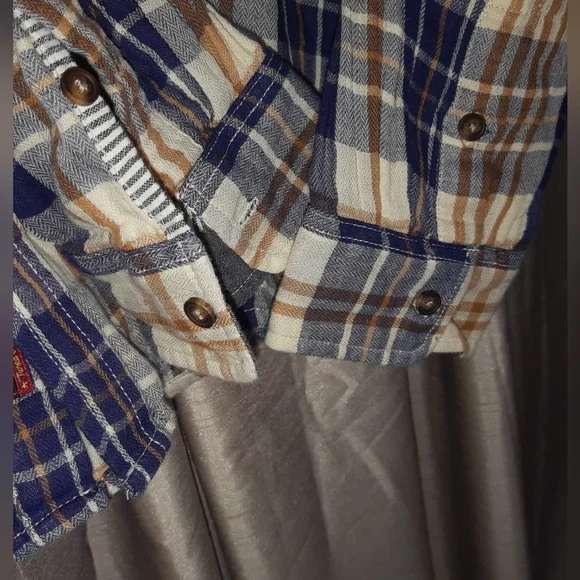 Blue & Beige Soft Cotton Flannel Joe Browns Shirt XXL Grunge Retro - Picture 4 of 9